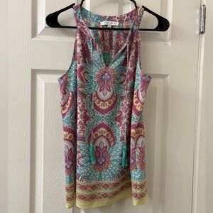 Rose and Olive Pastel Paisley Sleeveless Top
